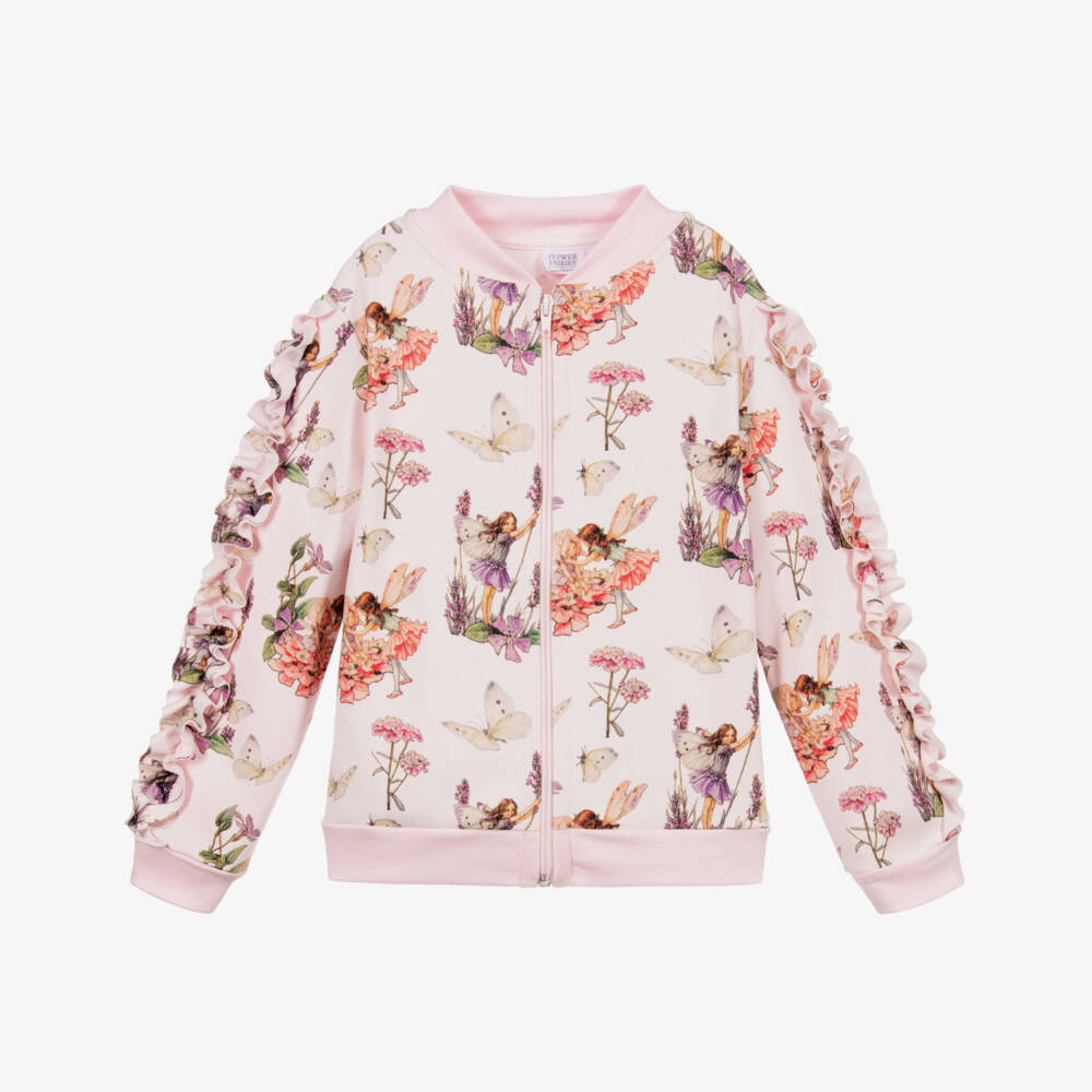 Flower Fairies™ by Childrensalon-Girls Pink Cotton Zip-Up Top | Childrensalon