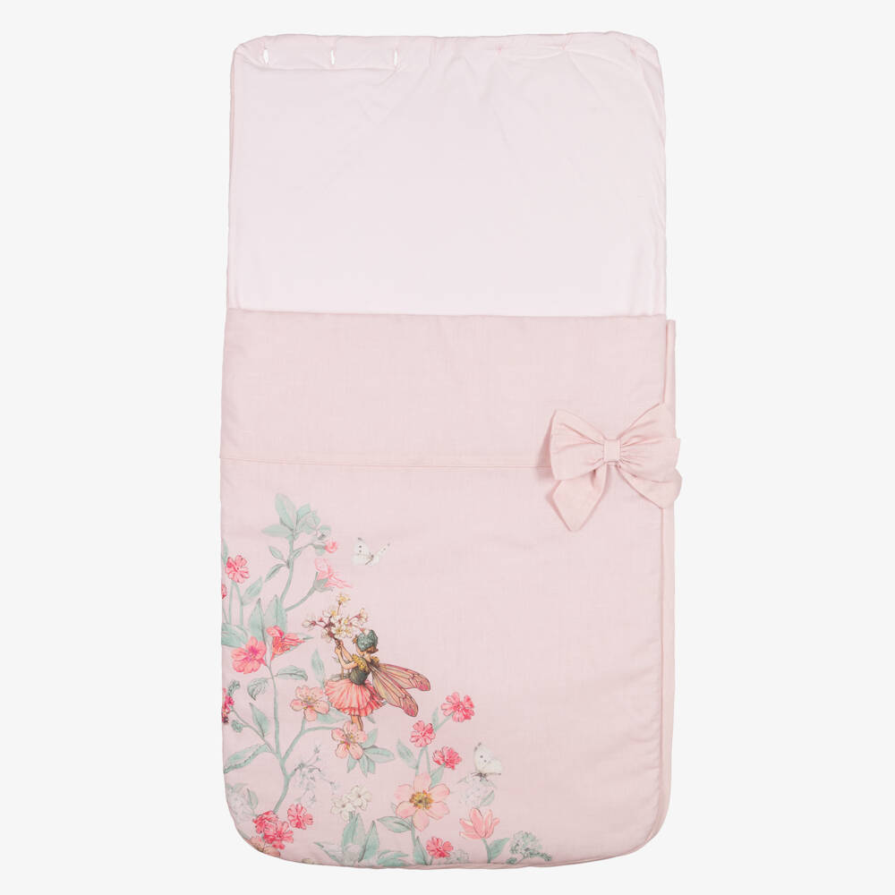 Flower Fairies™ by Childrensalon-Girls Pink Floral Print Cotton & Linen Nest (84cm) | Childrensalon