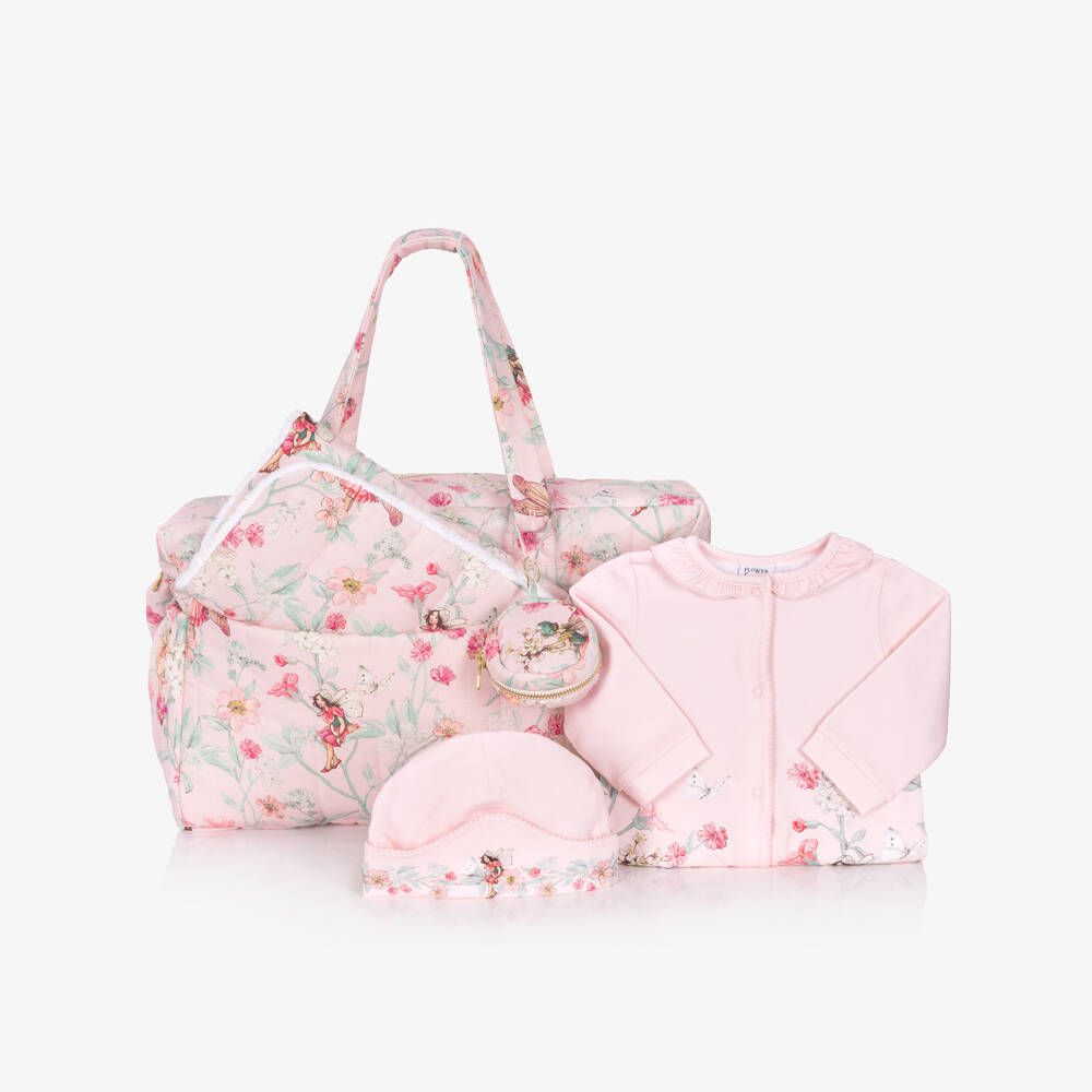 Flower Fairies™ by Childrensalon-Girls Pink Flower Fairies Babysuit & Changing Bag Set | Childrensalon