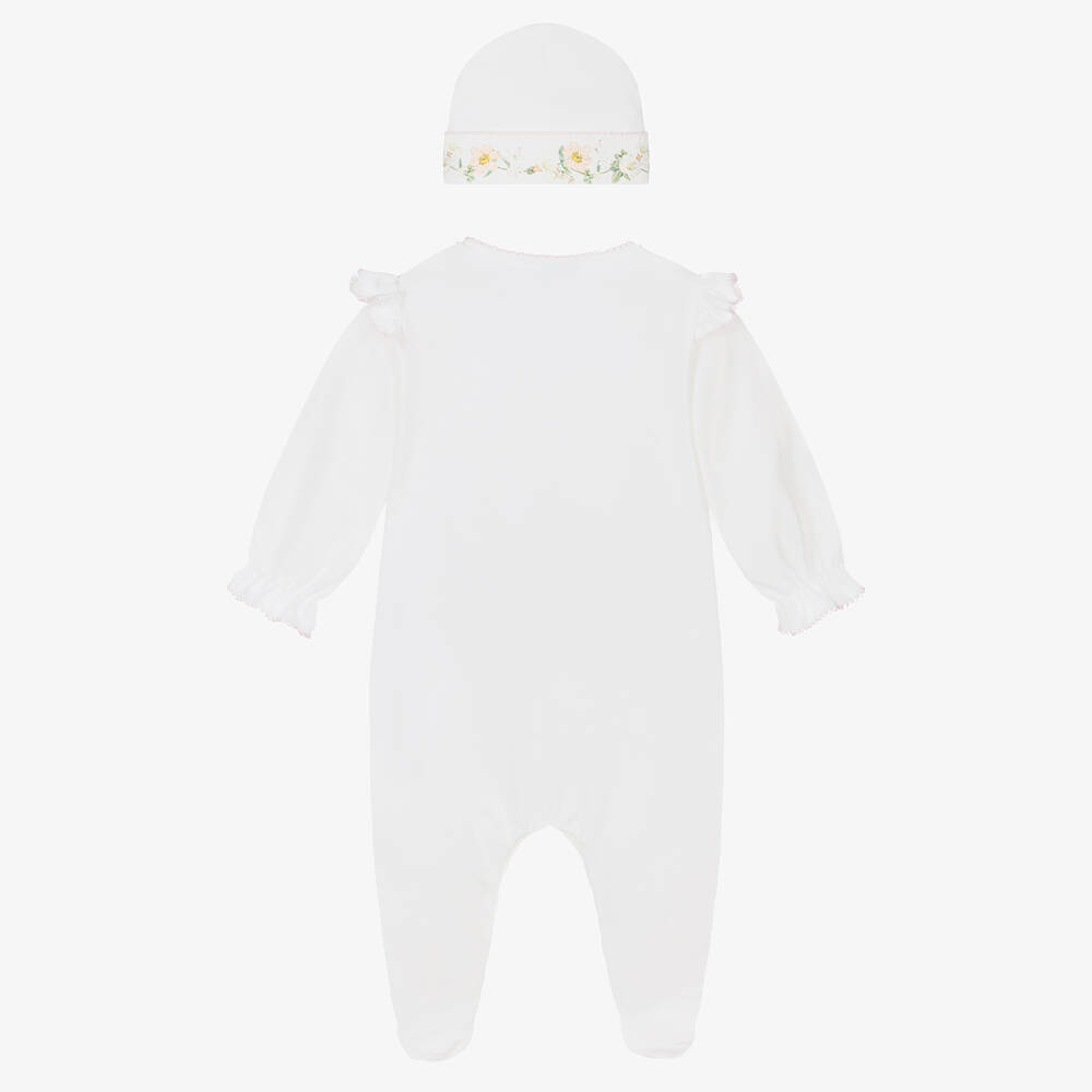 Flower Fairies™ by Childrensalon-Белый хлопковый комбинезон с шапочкой для девочек | Childrensalon