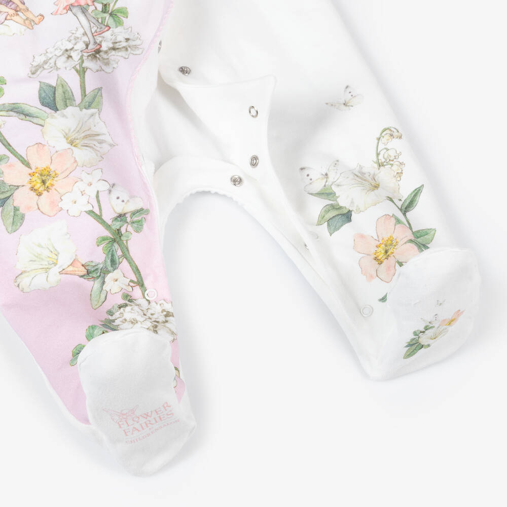 Flower Fairies™ by Childrensalon-Белый хлопковый комбинезон с шапочкой для девочек | Childrensalon