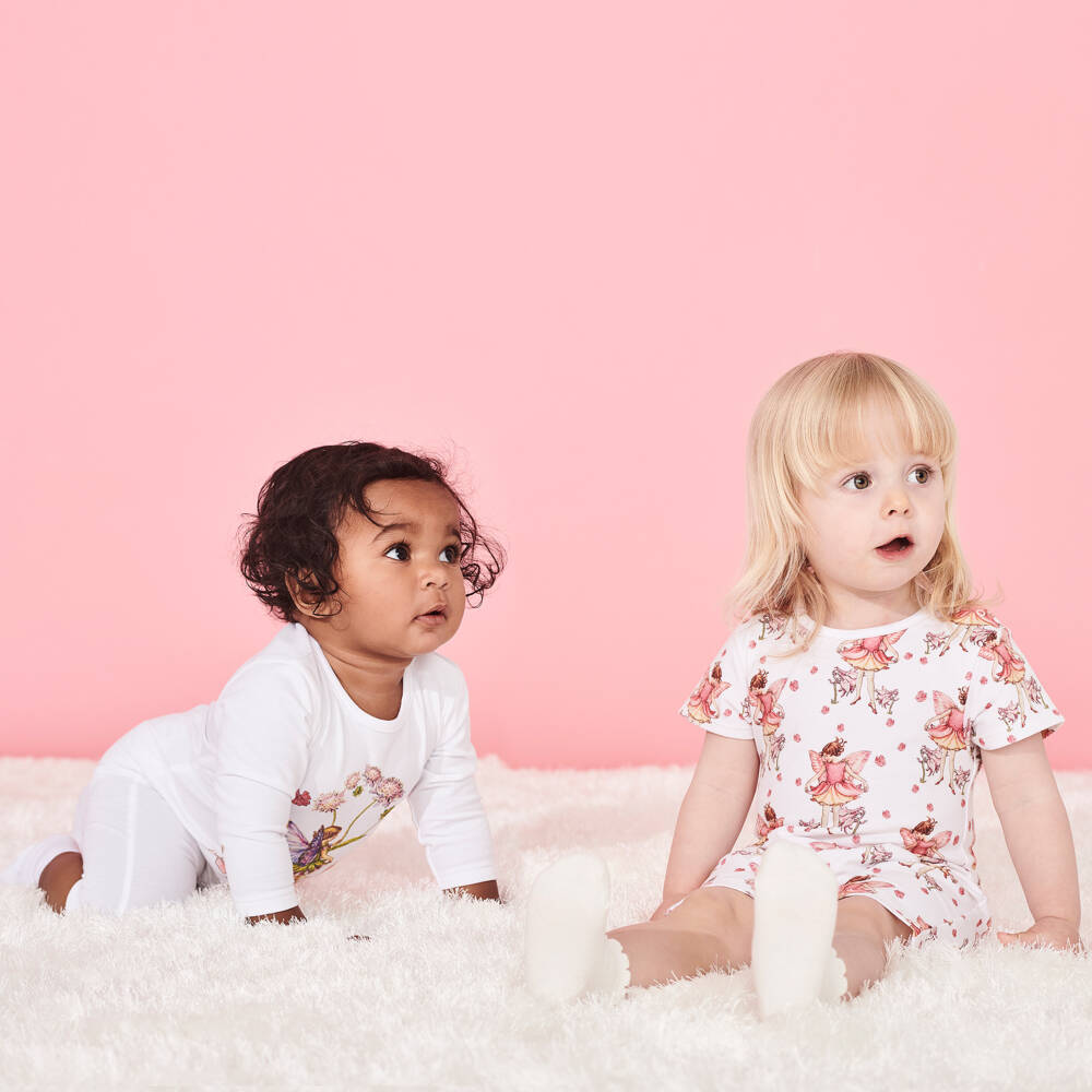 Flower Fairies™ by Childrensalon-Girls White Cotton Romper | Childrensalon