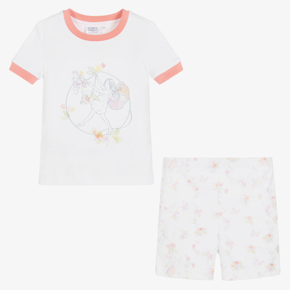 Flower Fairies™ by Childrensalon-Girls White Cotton Short Pyjamas | Childrensalon