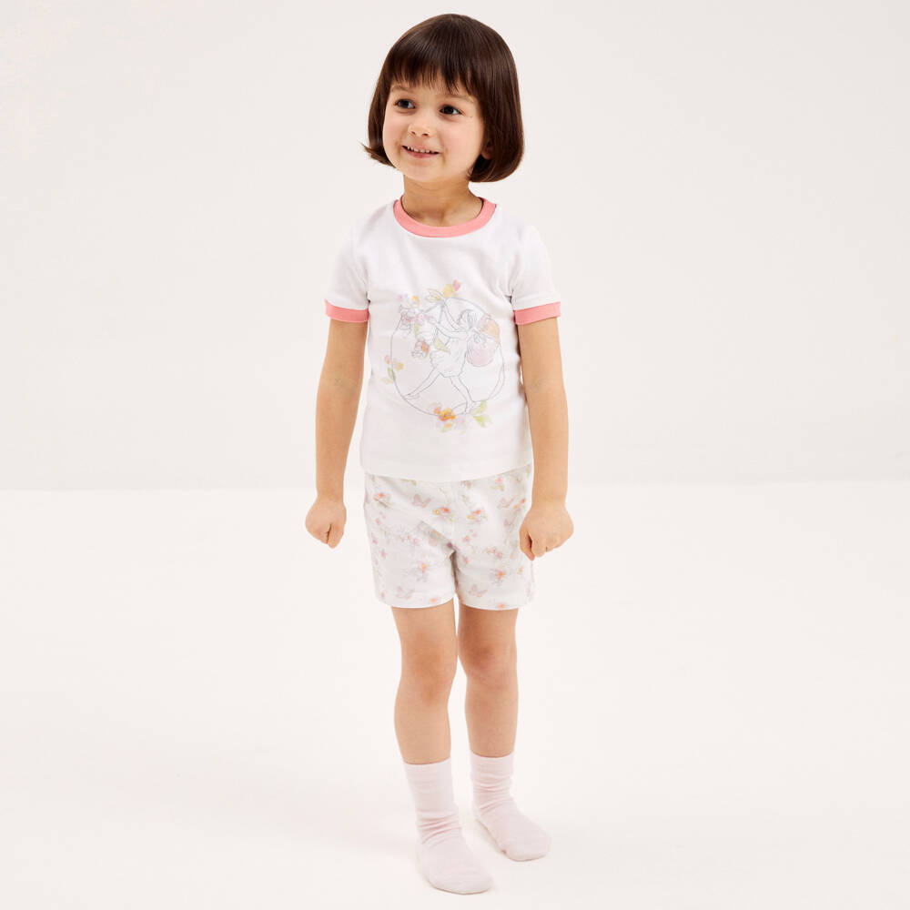 Flower Fairies™ by Childrensalon-Girls White Cotton Short Pyjamas | Childrensalon