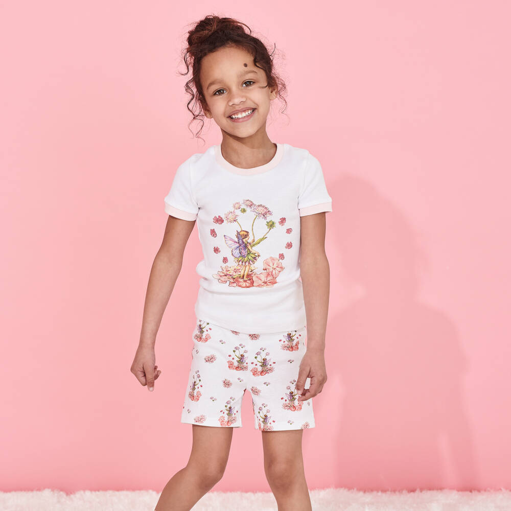 Flower Fairies™ by Childrensalon-Girls White Cotton Short Pyjamas | Childrensalon