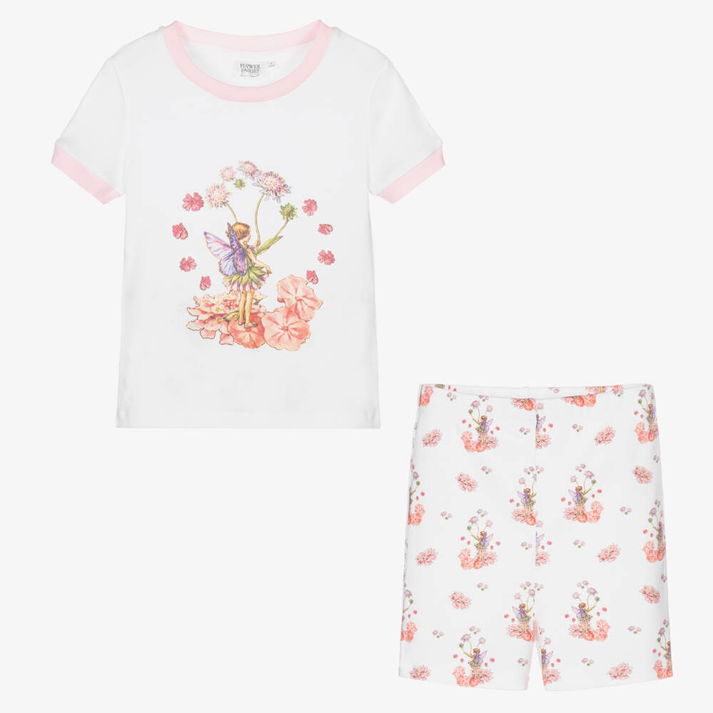 Flower Fairies™ by Childrensalon-Girls White Cotton Short Pyjamas | Childrensalon