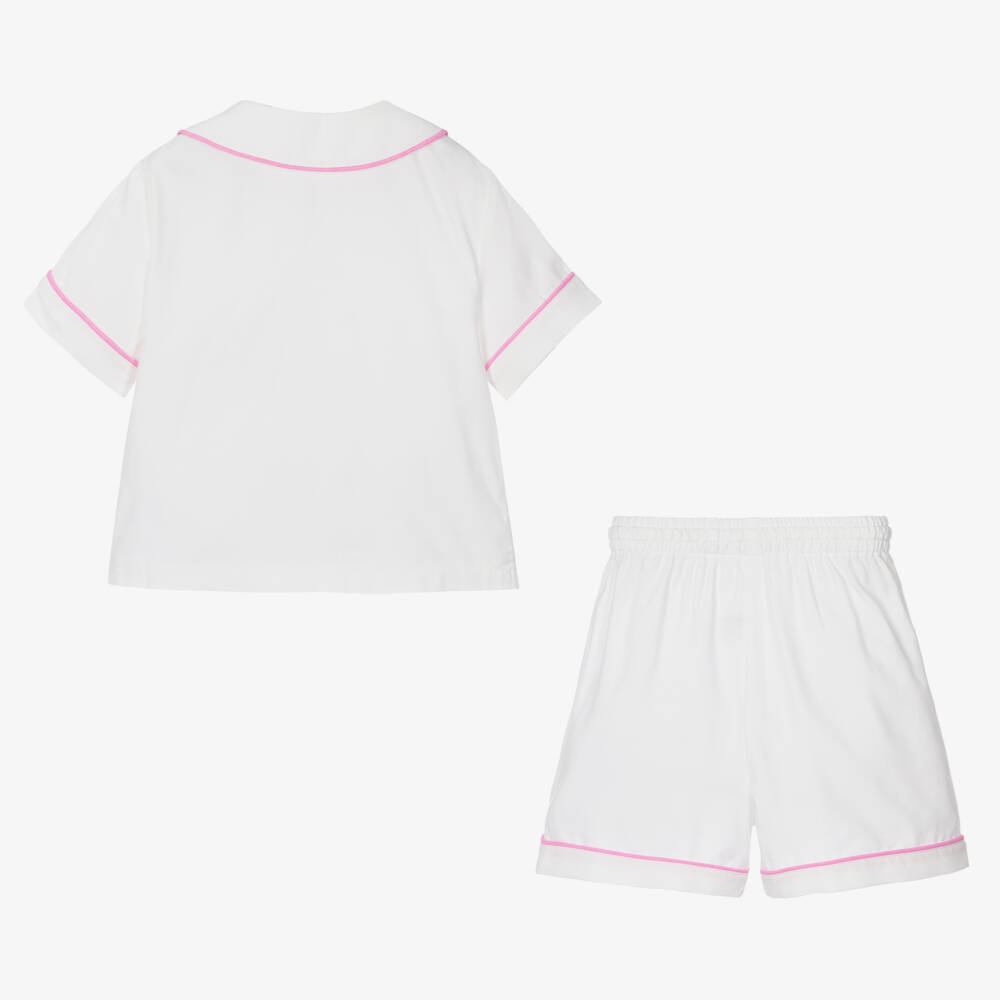 Flower Fairies™ by Childrensalon-Girls White Embroidered Cotton Pyjamas | Childrensalon