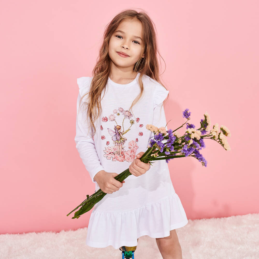 Flower Fairies™ by Childrensalon-Girls White Jersey Nightdress | Childrensalon