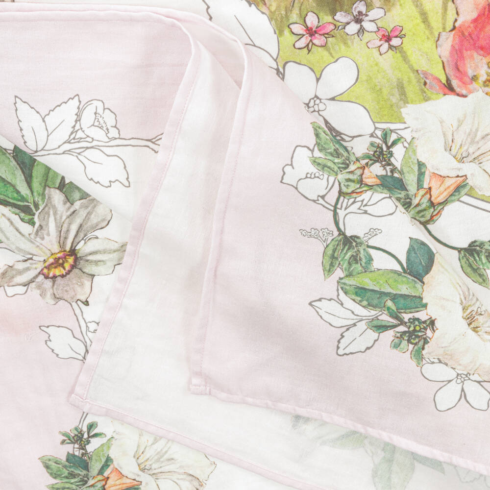 Flower Fairies™ by Childrensalon-Personalised White & Pink Cotton Swaddle (100cm) | Childrensalon