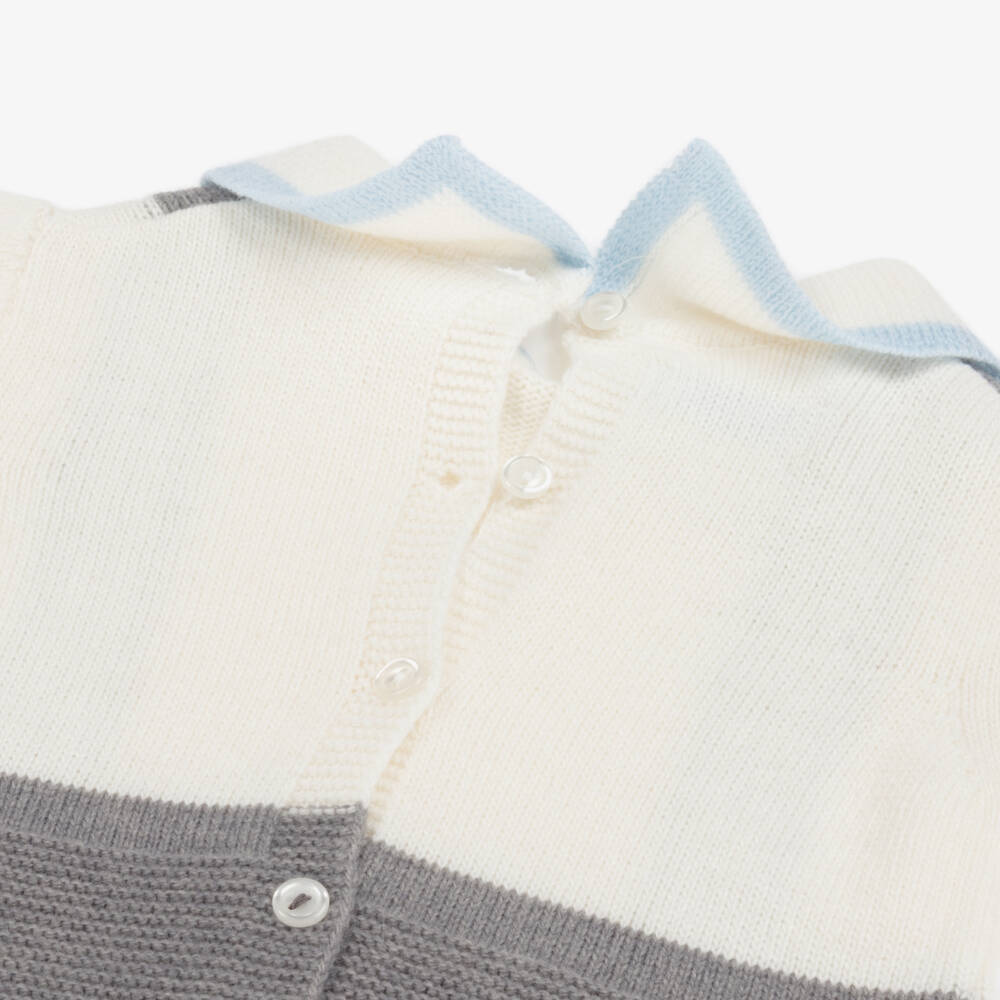 Foque-Baby Boys Grey & Ivory Knitted Romper | Childrensalon