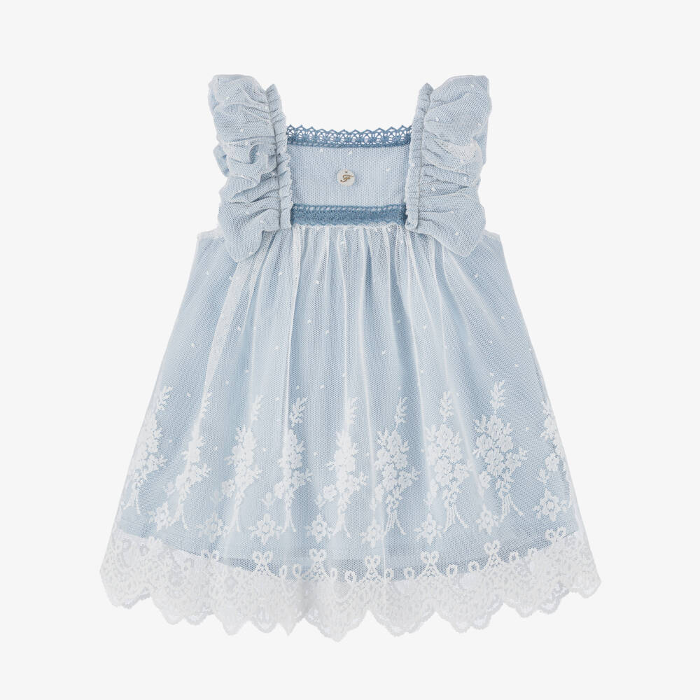Foque-فستان تول مطرز لون أزرق للبنات الرضع | Childrensalon