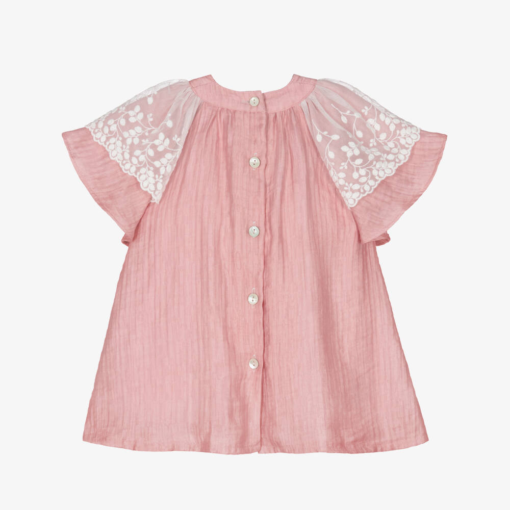 Foque-Платье розовое с кружевными рукавами для малышек | Childrensalon