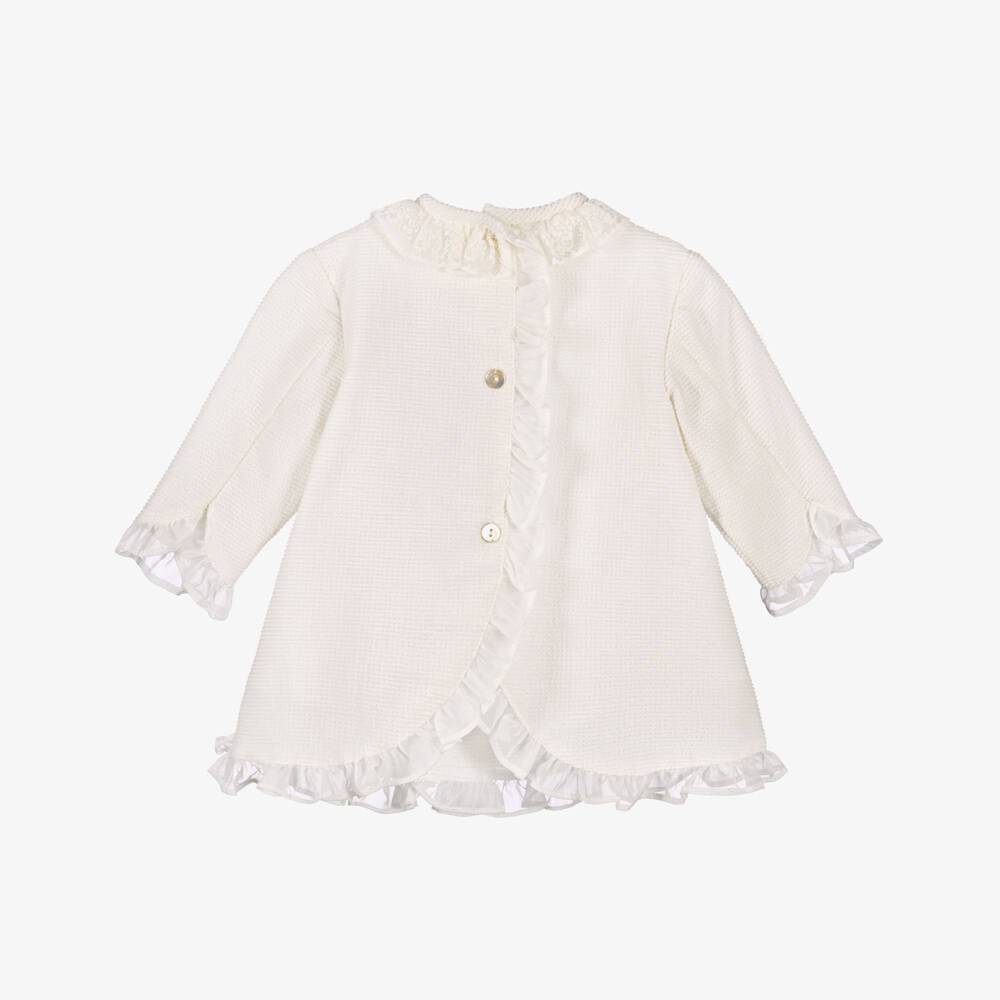 Foque-Baby Girls Ivory Dress with Ruffles & Bow | Childrensalon