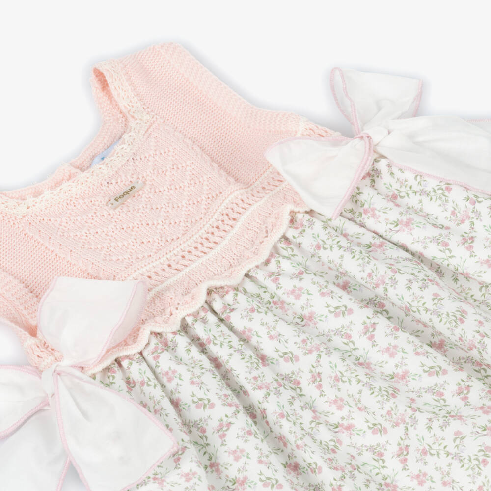 Foque-فستان قطن بنقشة ورود لون زهري للبنات الرضع | Childrensalon