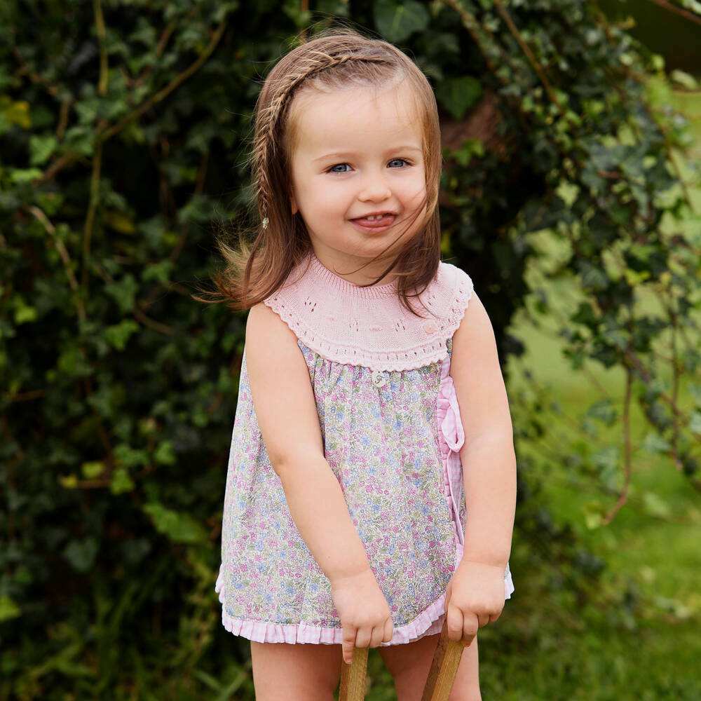 Foque-فستان بطبعة ورود لون زهري للبنات الرضع | Childrensalon