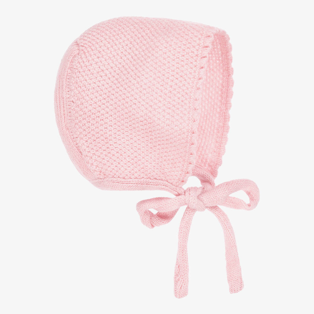 Foque-Baby Girls Pink Knitted Bonnet | Childrensalon