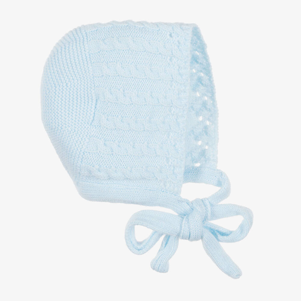 Foque-Blue Cable Knit Baby Bonnet | Childrensalon