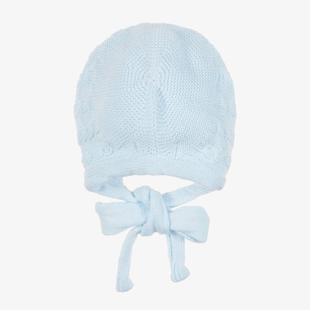 Foque-Blue Cable Knit Baby Bonnet | Childrensalon