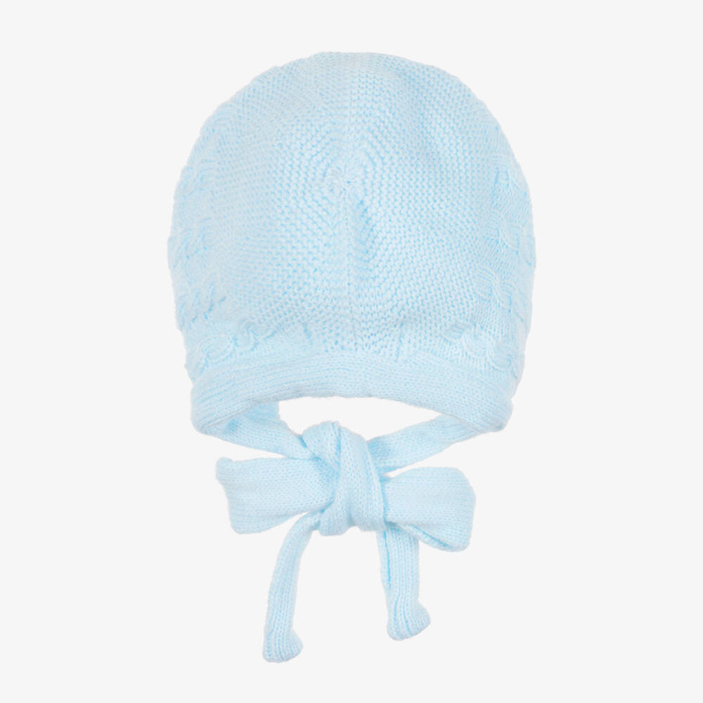 Foque-Blue Cable Knit Baby Bonnet | Childrensalon