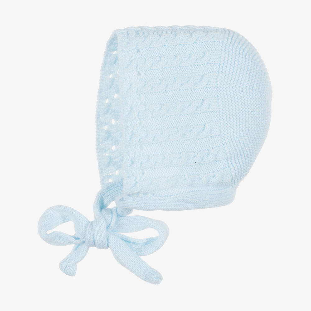 Foque-Blue Cable Knit Baby Bonnet | Childrensalon