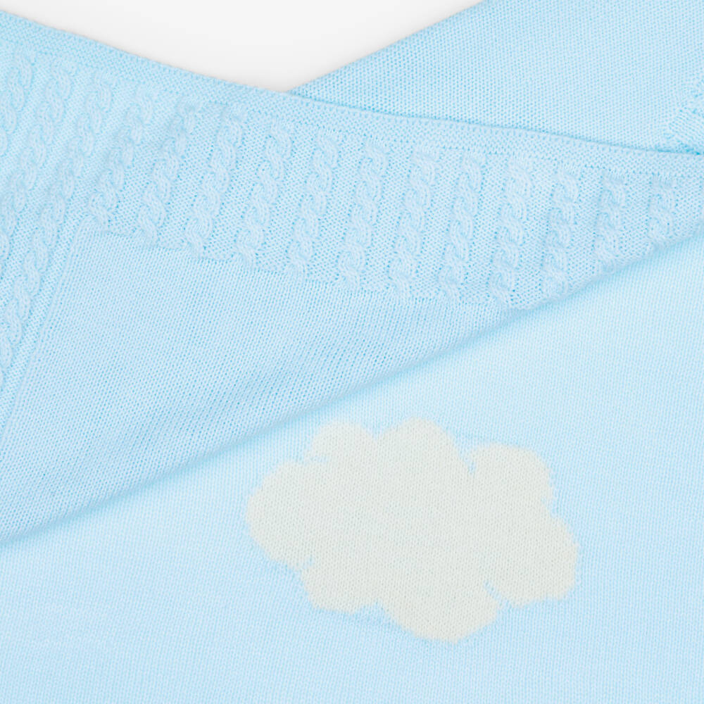 Foque-Blue Cable Knit Cloud Blanket (86cm) | Childrensalon