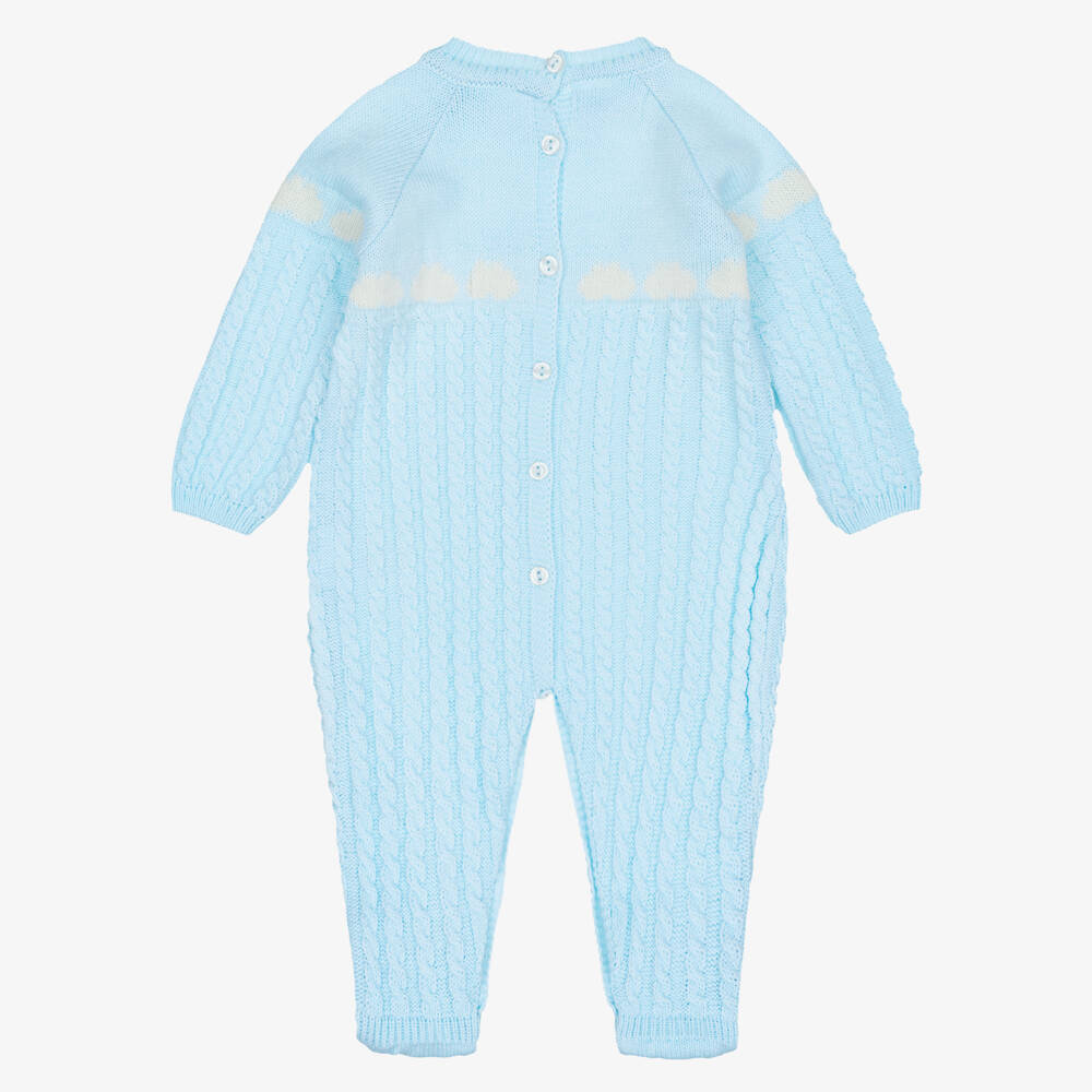 Foque-Boys Blue Cable Knit Cloud Babygrow | Childrensalon