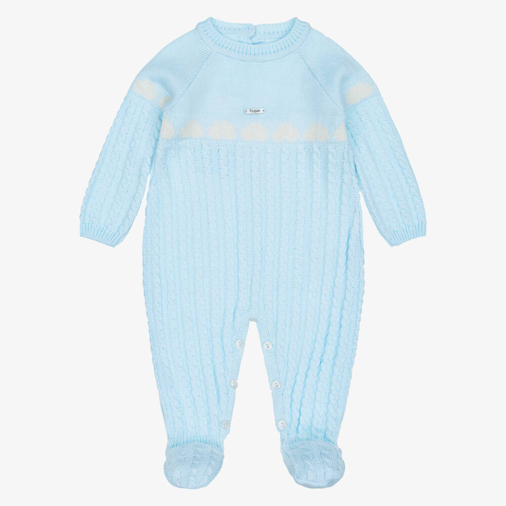 Foque-Boys Blue Cable Knit Cloud Babygrow | Childrensalon