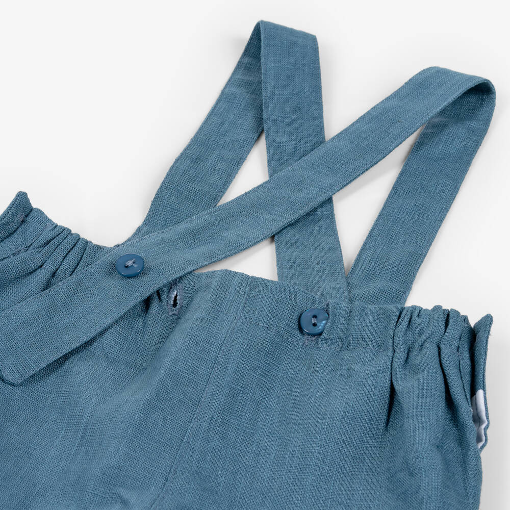 Foque-Boys Blue Striped Long Sleeved Shirt & Shorts Set | Childrensalon