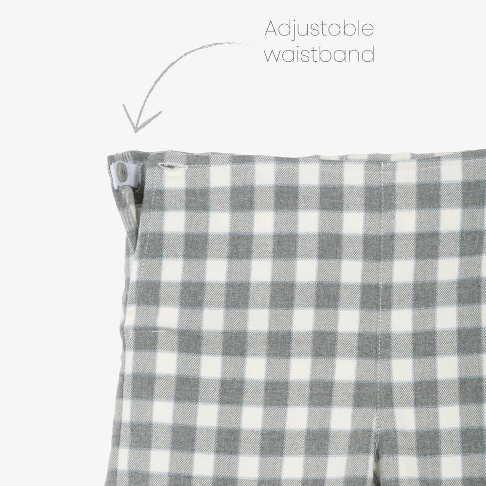 Foque-Boys Grey Knitted Sweater & Checked Shorts Set | Childrensalon