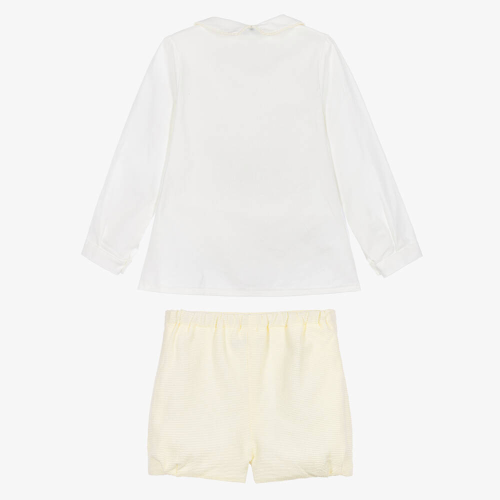 Foque-Boys Ivory & Cream Cotton Shorts Set | Childrensalon