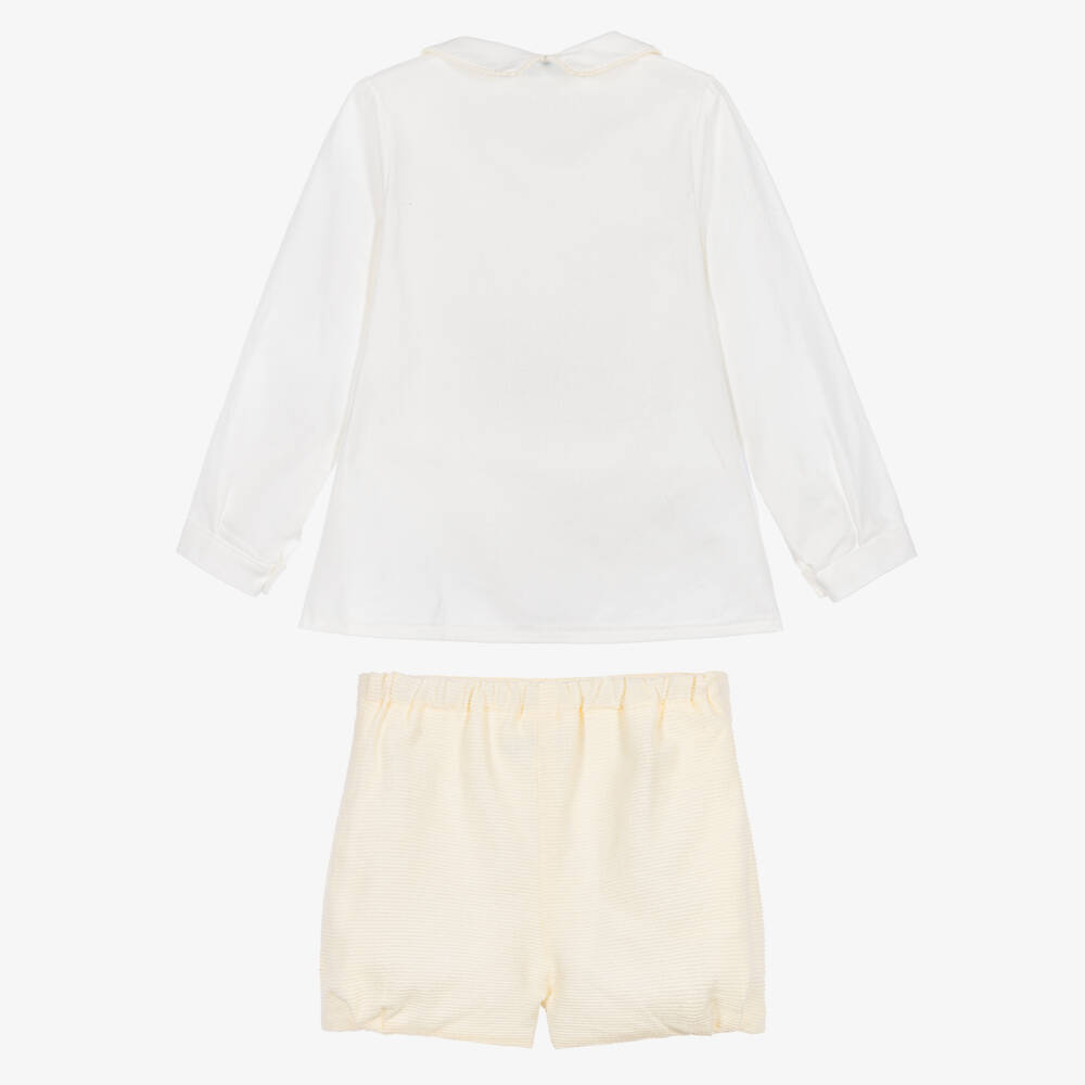 Foque-Boys Ivory & Cream Cotton Shorts Set | Childrensalon