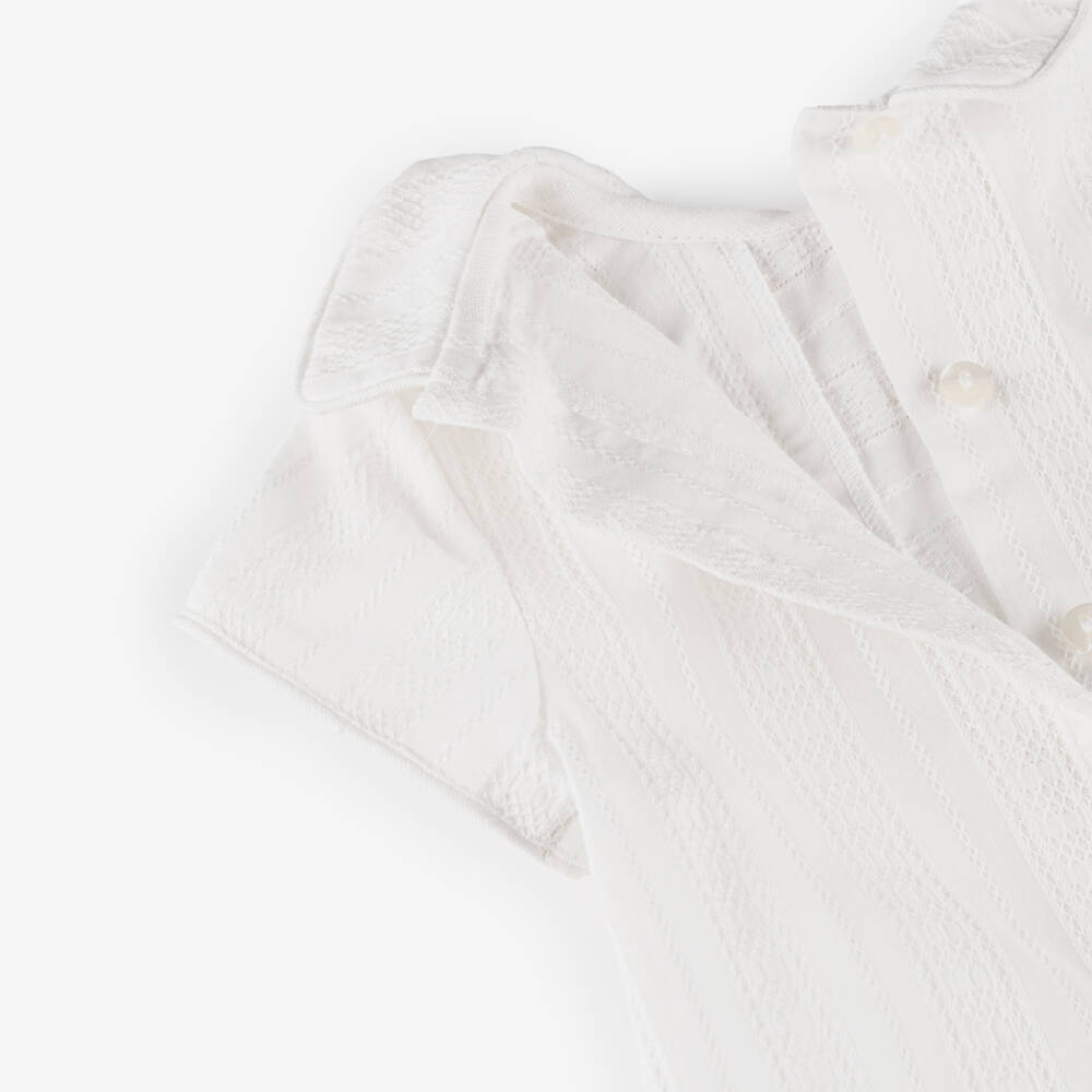 Foque-Boys Ivory Embroidered Shirt & Linen Blend Shorts Set | Childrensalon