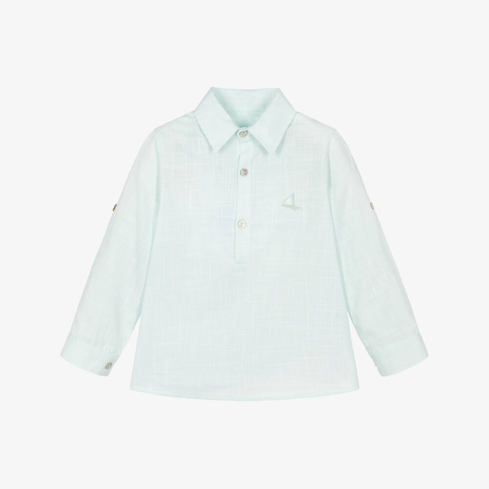 Foque-Boys Mint Green & Ivory Linen Shorts Set | Childrensalon