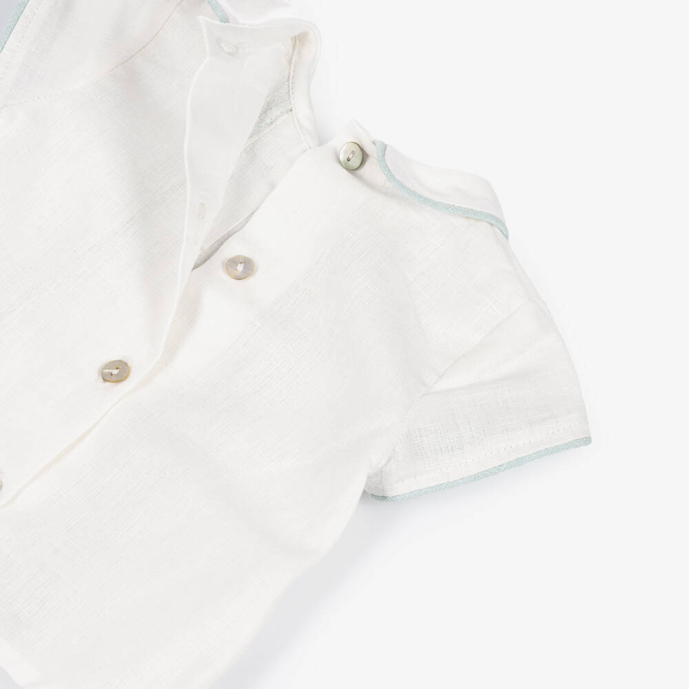 Foque-Boys Pale Green Linen & Cotton Shorts Set | Childrensalon