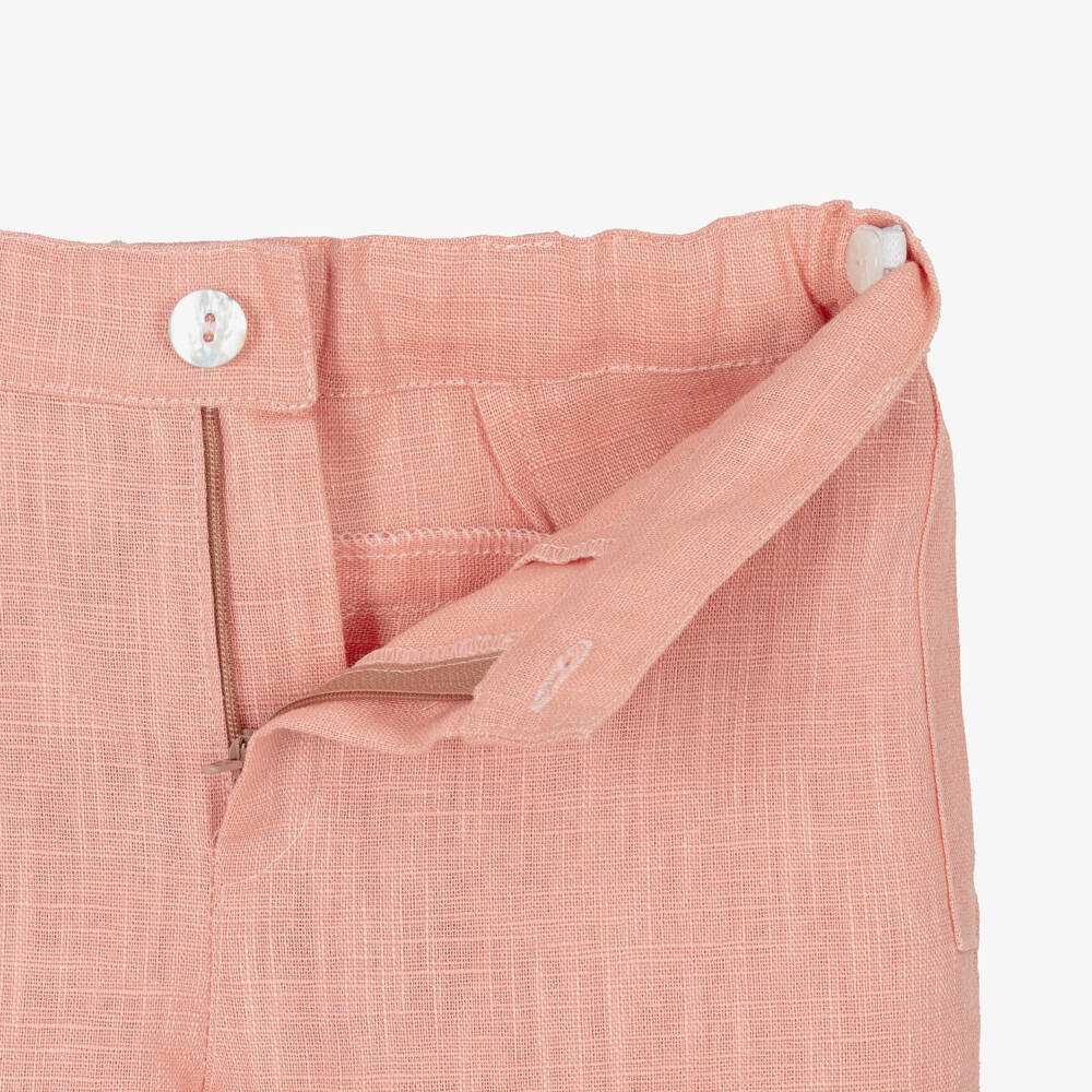 Foque-Boys Pink Linen & Cotton Shorts Set | Childrensalon