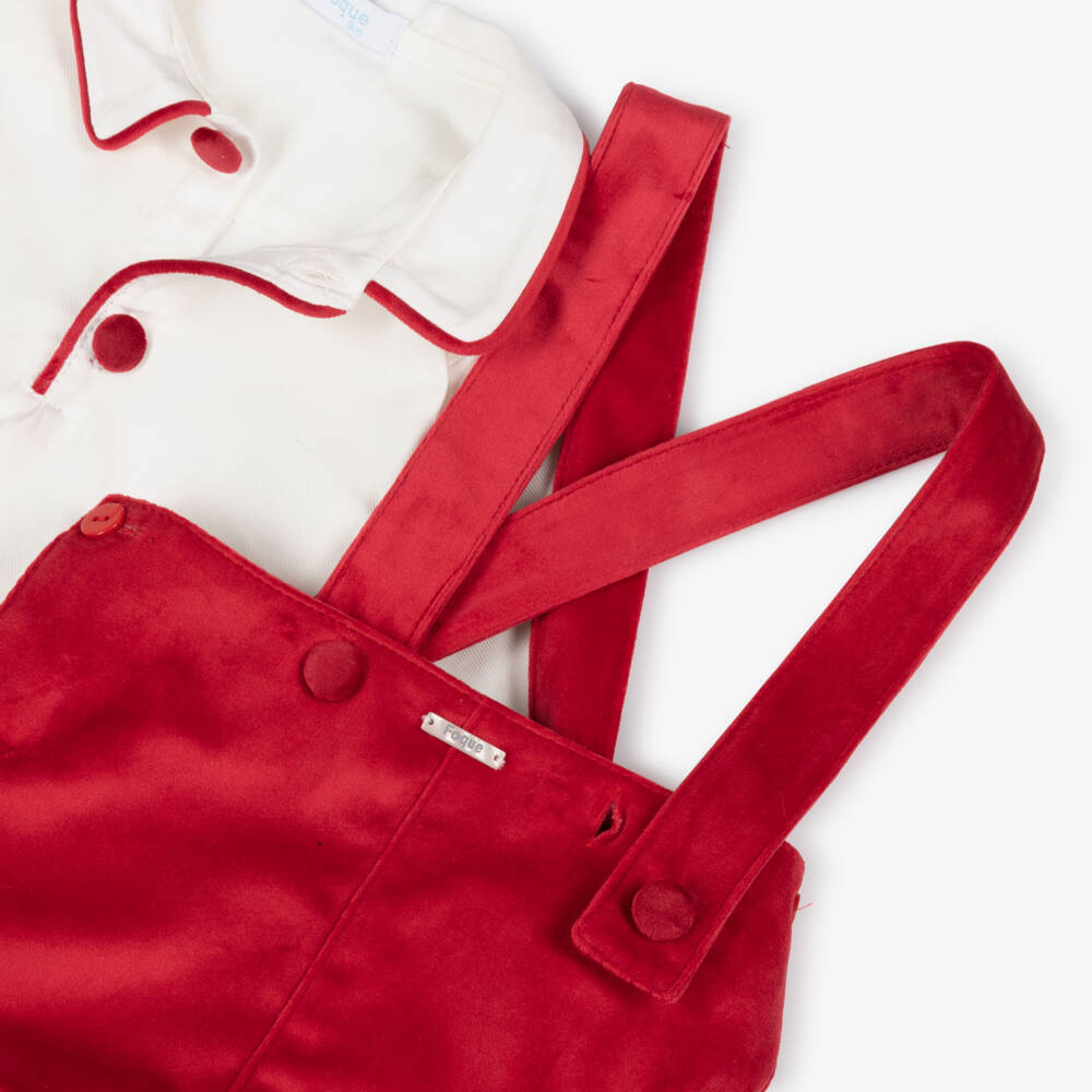 Foque-Boys Red Velvet Shorts Set | Childrensalon