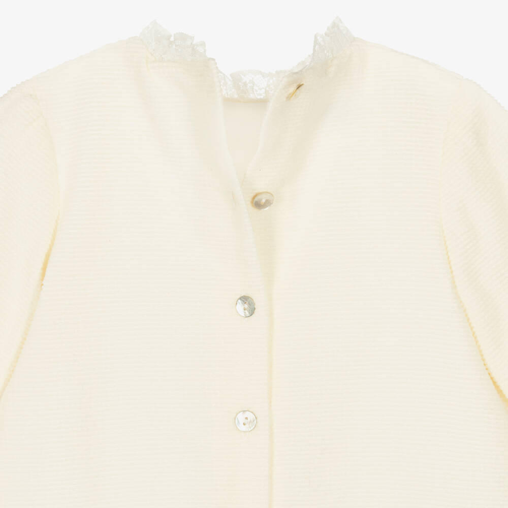 Foque-Cream Cotton Shortie with Lace Neckline | Childrensalon