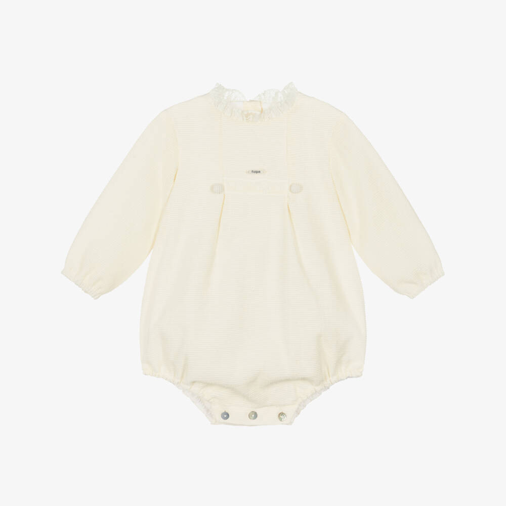 Foque-Cream Cotton Shortie with Lace Neckline | Childrensalon