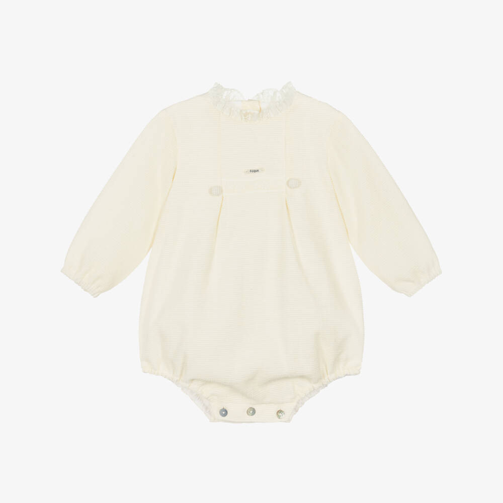 Foque-Cream Cotton Shortie with Lace Neckline | Childrensalon