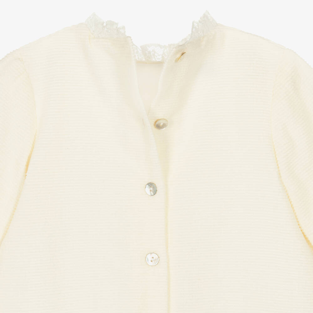 Foque-Cream Cotton Shortie with Lace Neckline | Childrensalon