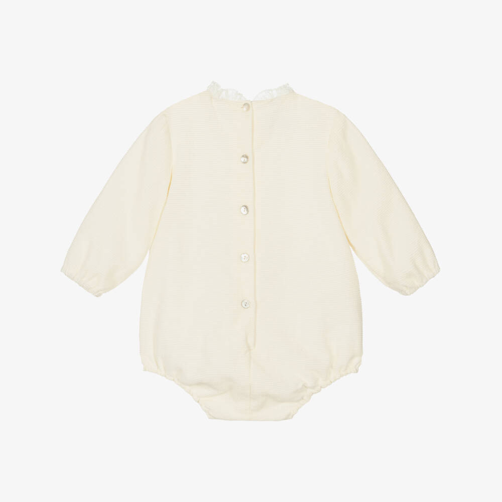 Foque-Cream Cotton Shortie with Lace Neckline | Childrensalon