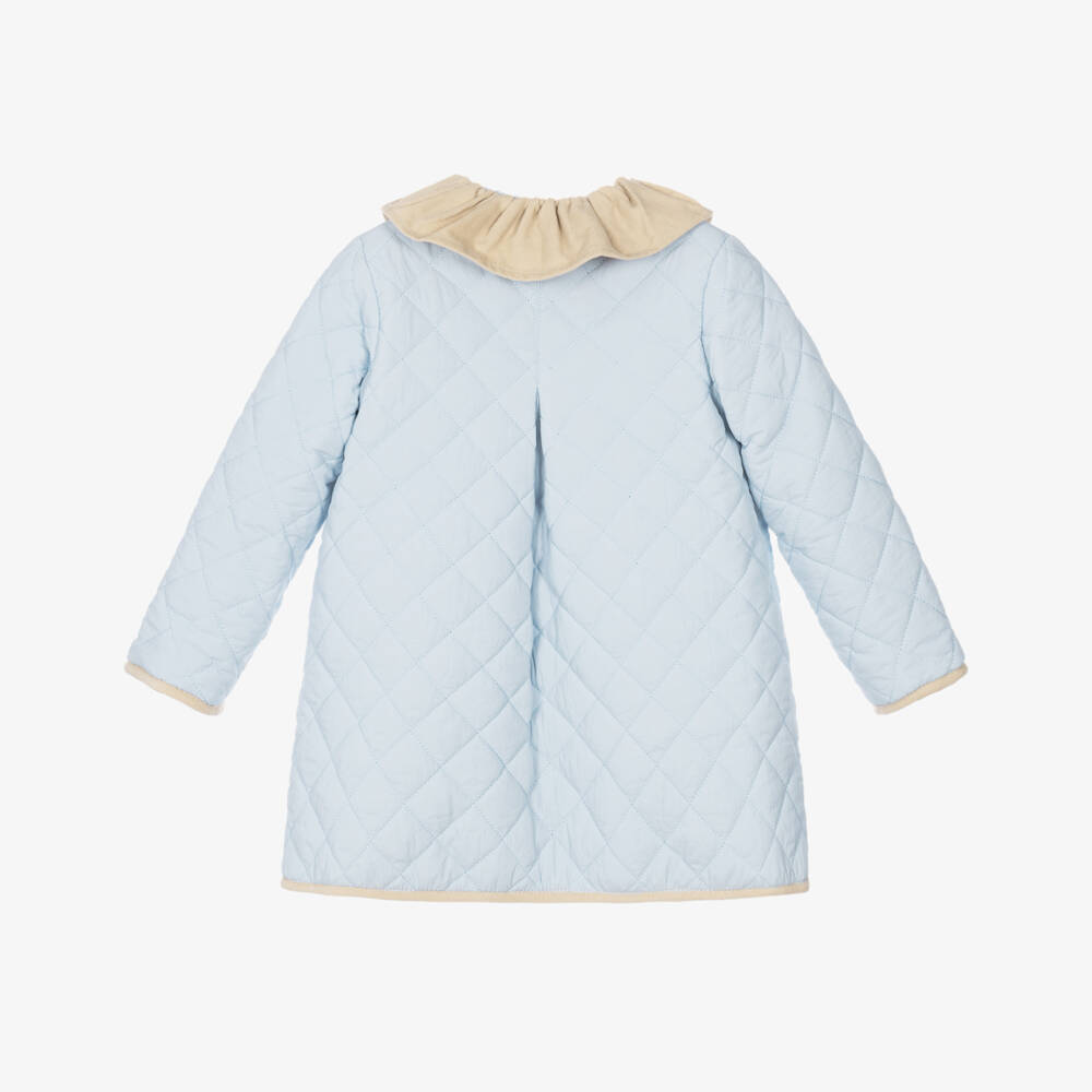 Foque-Girls Blue Quilted Coat with Plush Lining | Childrensalon