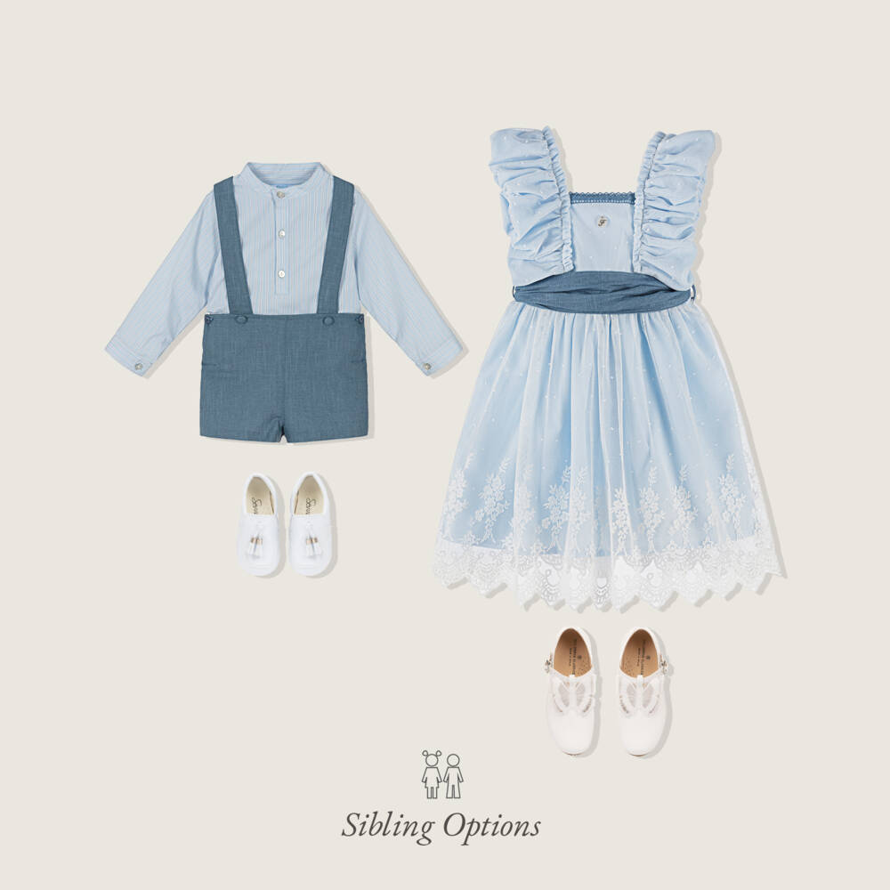 Foque-Girls Blue Tulle Lace Dress | Childrensalon