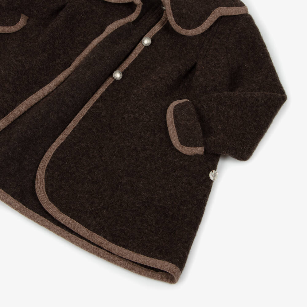Foque-Girls Brown Felted Wool Coat | Childrensalon