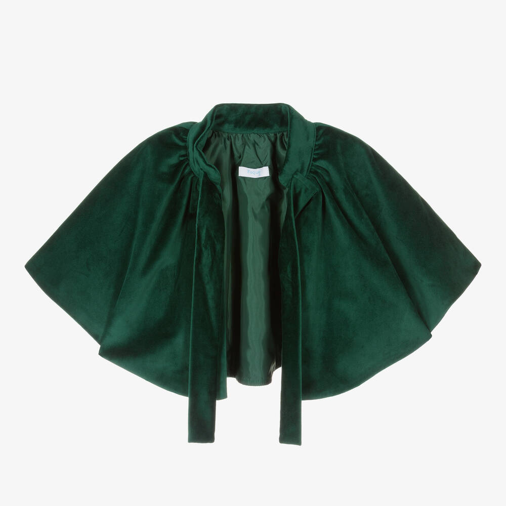 Foque-Girls Green Velour Cape | Childrensalon
