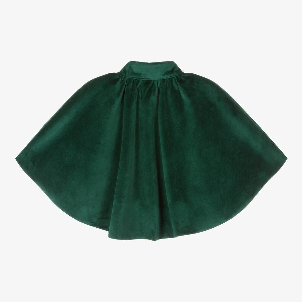 Foque-Girls Green Velour Cape | Childrensalon