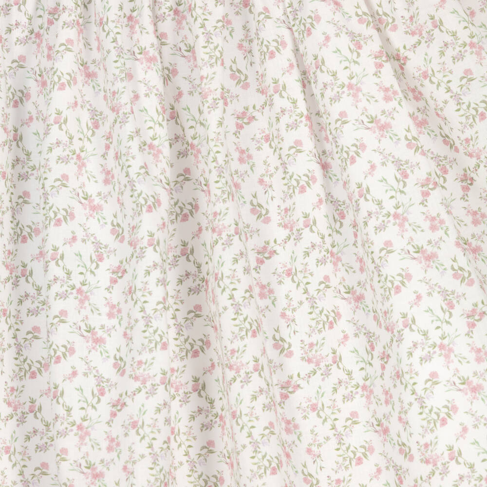 Foque-Girls Ivory & Pink Floral Print Cotton Dress | Childrensalon