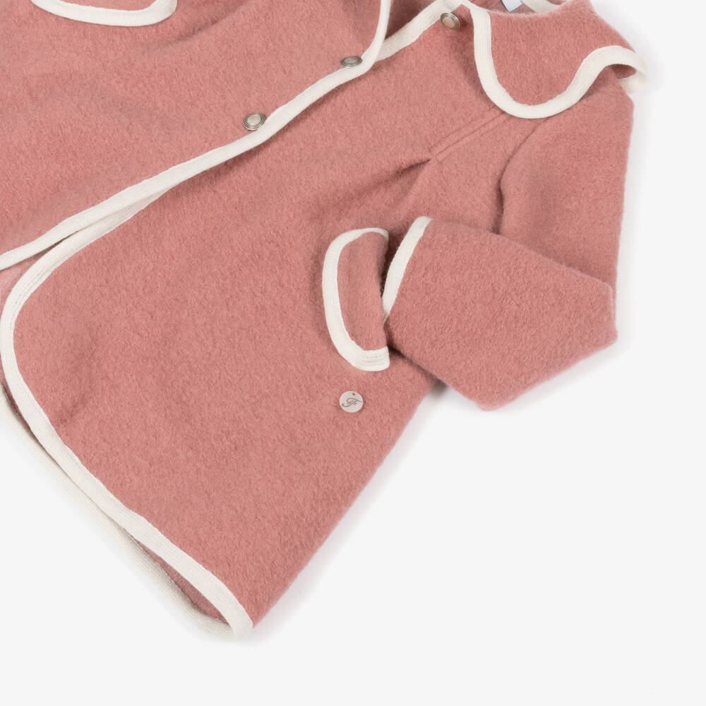 Foque-معطف صوف لون زهري للبنات | Childrensalon