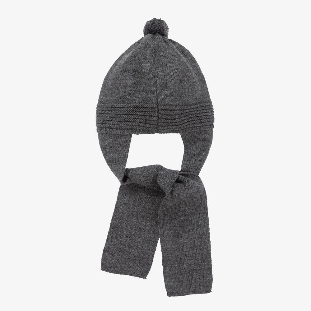 Foque-Grey Knitted Pom-Pom Hat  | Childrensalon