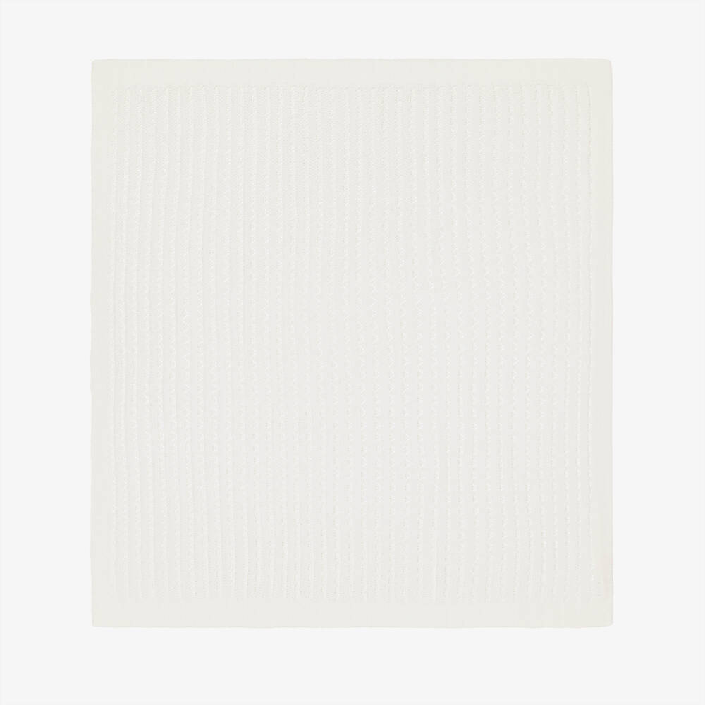 Foque-Ivory Cotton Lacy Knit Blanket (95cm) | Childrensalon